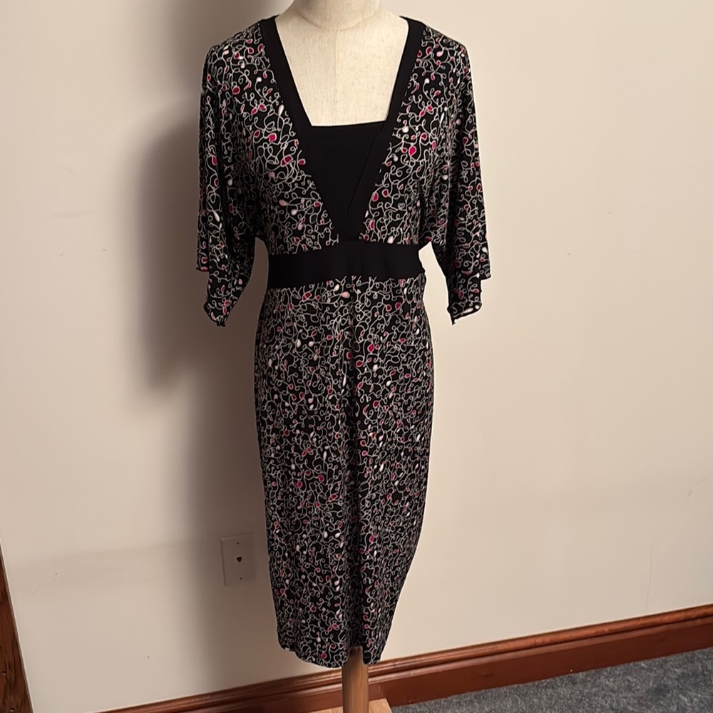 New Directions Asymmetrical Dress - Black and Pink